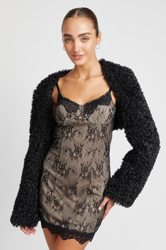 FAUX FUR BOLERO-Charmful Clothing Boutique