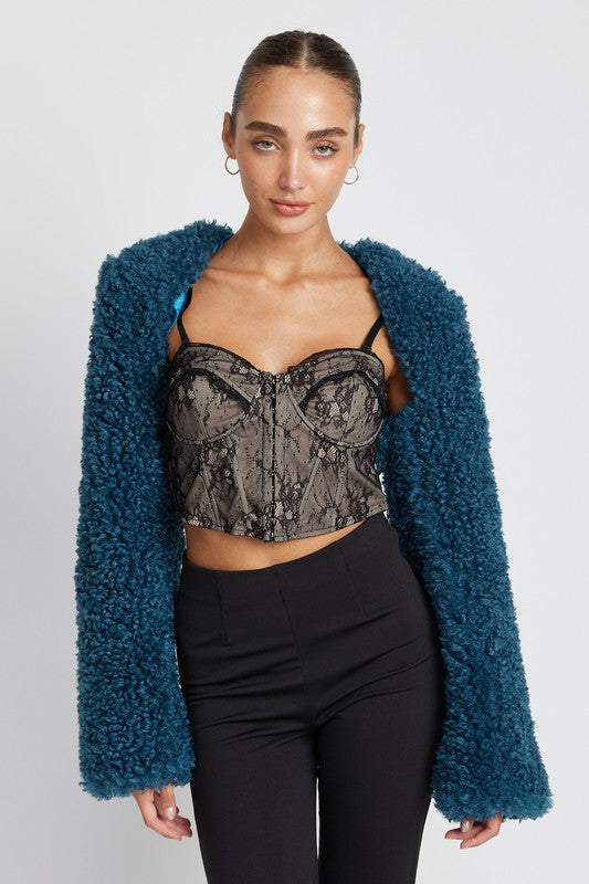 FAUX FUR BOLERO-Charmful Clothing Boutique