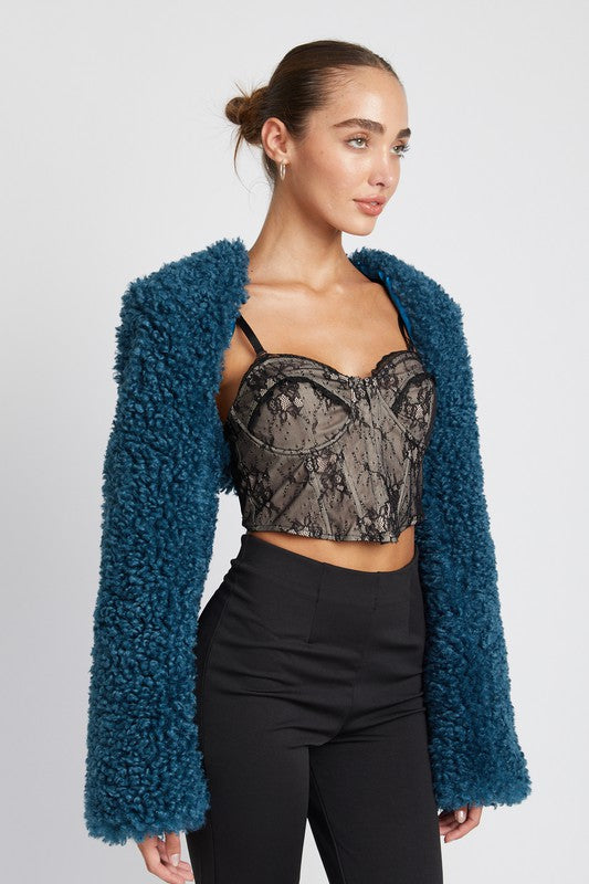 FAUX FUR BOLERO-Charmful Clothing Boutique