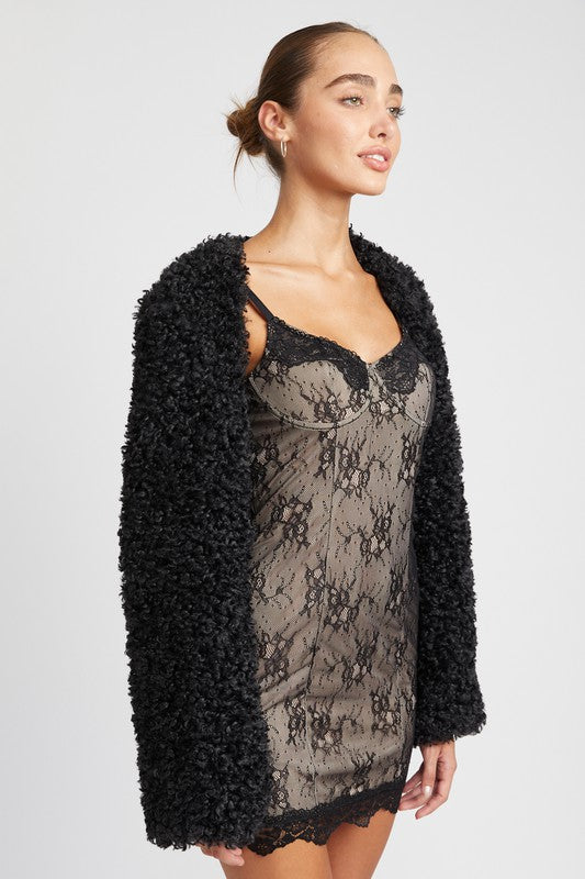 FAUX FUR BOLERO-Charmful Clothing Boutique