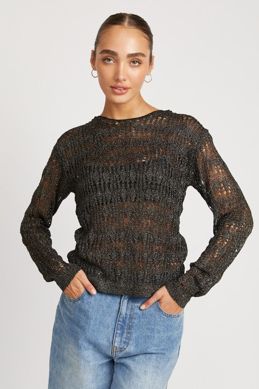 GLITTER YARN CROCHET TOP-Charmful Clothing Boutique