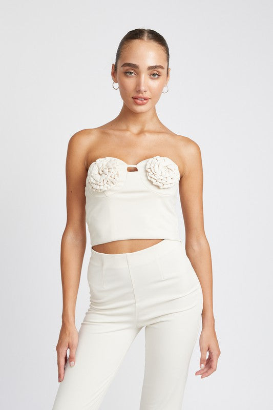 ROSETTE BUSTIER TOP-Charmful Clothing Boutique