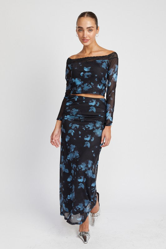 FLORAL SHEER MAXI SKIRT-Charmful Clothing Boutique