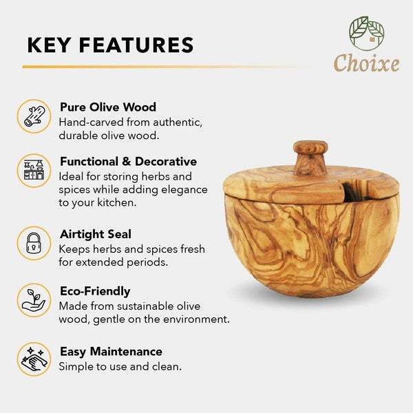 Mediterranean Olive Wood Canister-Charmful Clothing Boutique