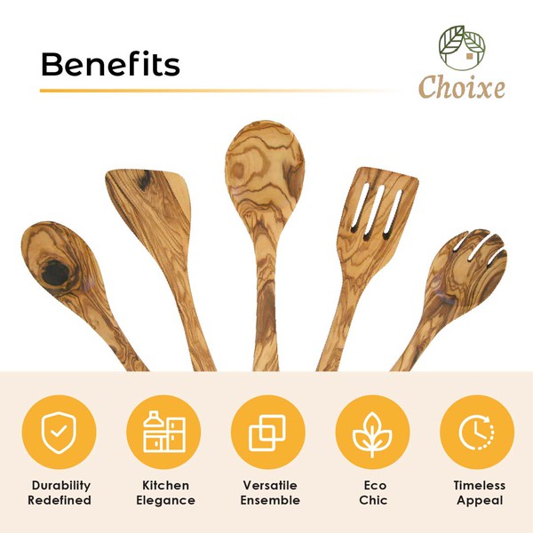 Olive Wood Kitchen Servers Set -5 pcs-Charmful Clothing Boutique