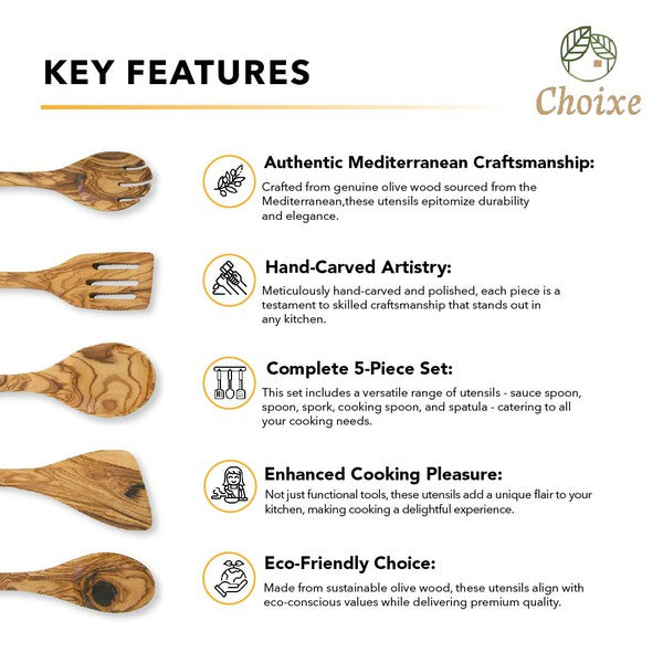 Olive Wood Kitchen Servers Set -5 pcs-Charmful Clothing Boutique