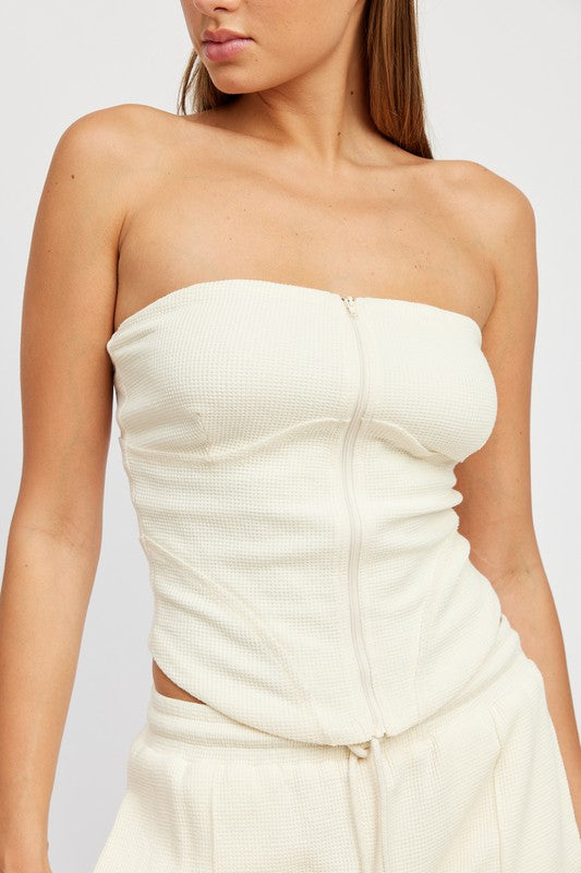 ZIP UP TUBE TOP-Charmful Clothing Boutique