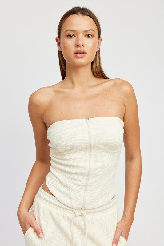 ZIP UP TUBE TOP-Charmful Clothing Boutique