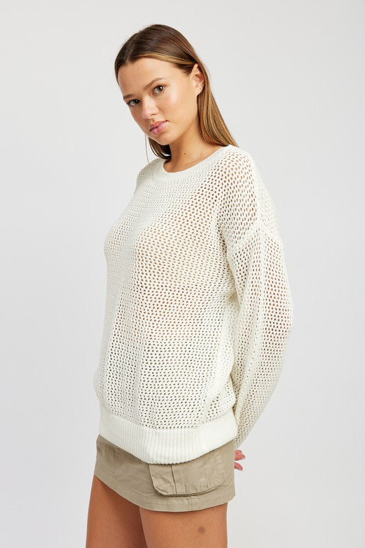 CROCHET LONG SLEEVE TOP-Charmful Clothing Boutique