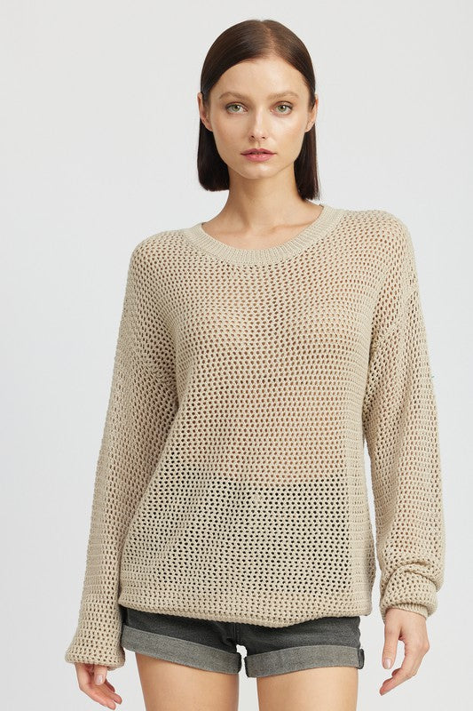 CROCHET LONG SLEEVE TOP-Charmful Clothing Boutique