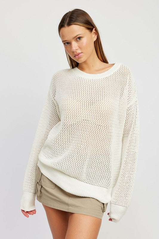 CROCHET LONG SLEEVE TOP-Charmful Clothing Boutique