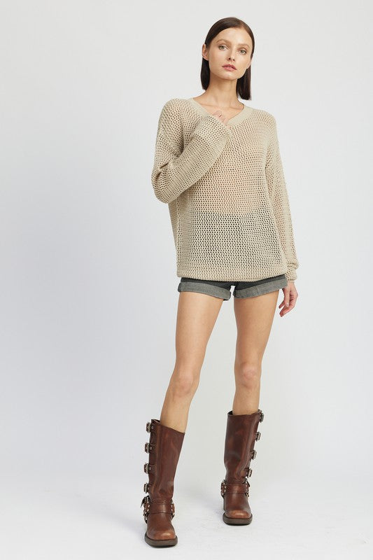 CROCHET LONG SLEEVE TOP-Charmful Clothing Boutique