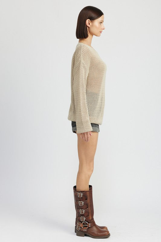 CROCHET LONG SLEEVE TOP-Charmful Clothing Boutique