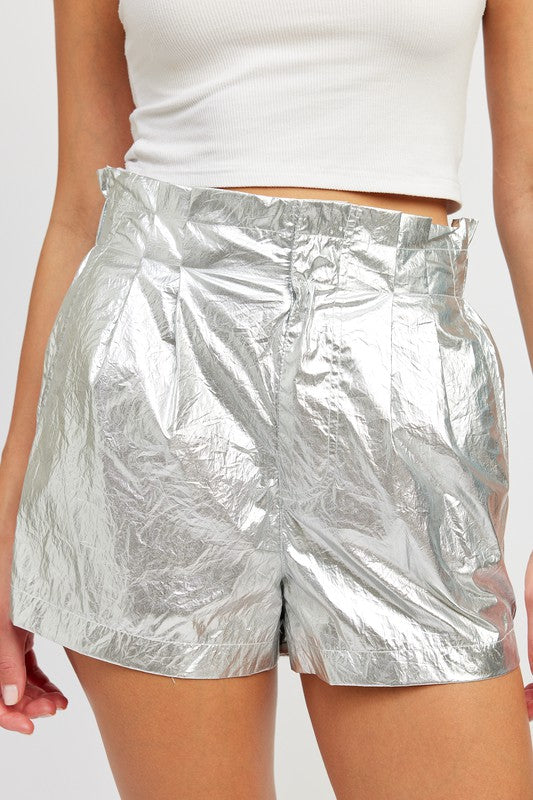 PAPERBAG METALLIC SHORTS-Charmful Clothing Boutique