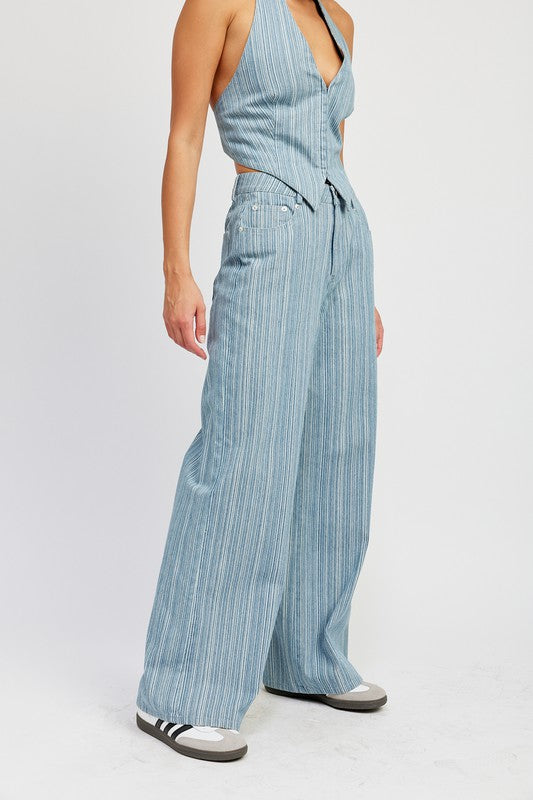 MID RISE WIDE LEG PANTS-Charmful Clothing Boutique