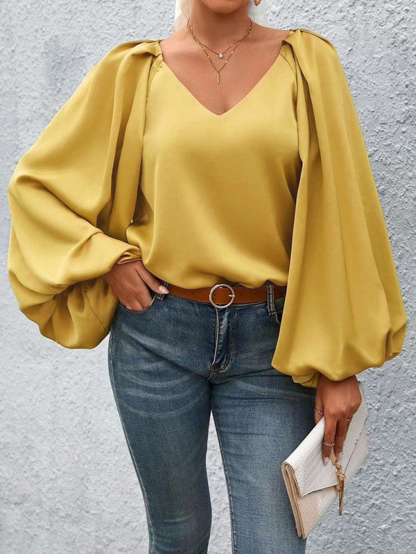 Lantern Sleeve Blouse-Charmful Clothing Boutique