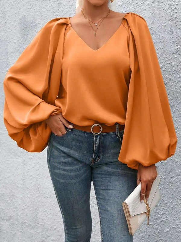 Lantern Sleeve Blouse-Charmful Clothing Boutique