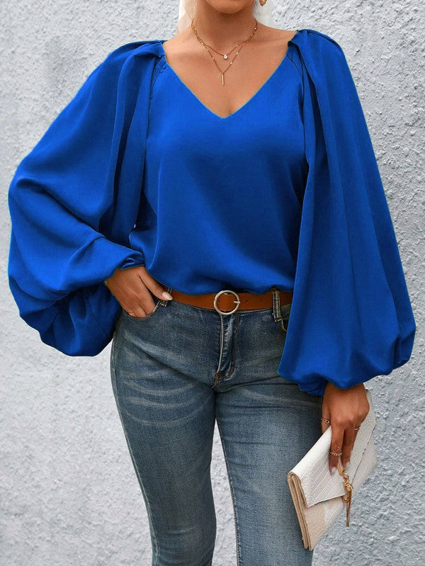 Lantern Sleeve Blouse-Charmful Clothing Boutique