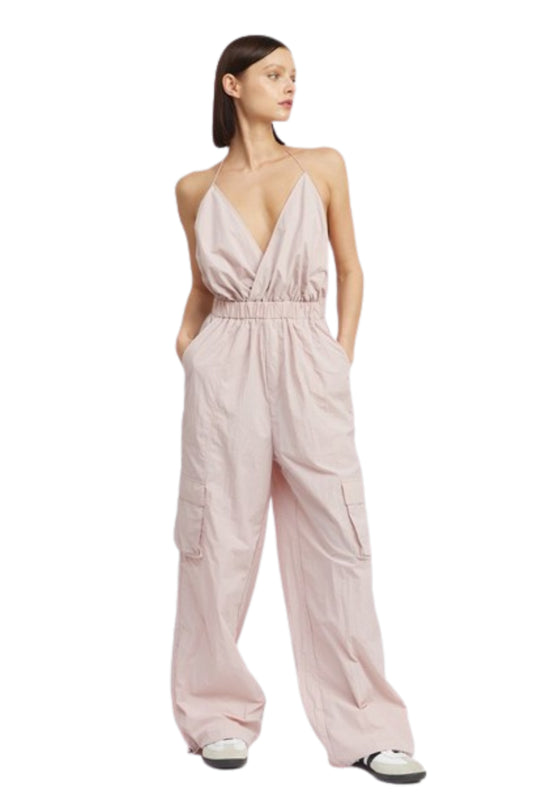 SPAGHETTI STRAP CARGO JUMPSUIT-Charmful Clothing Boutique