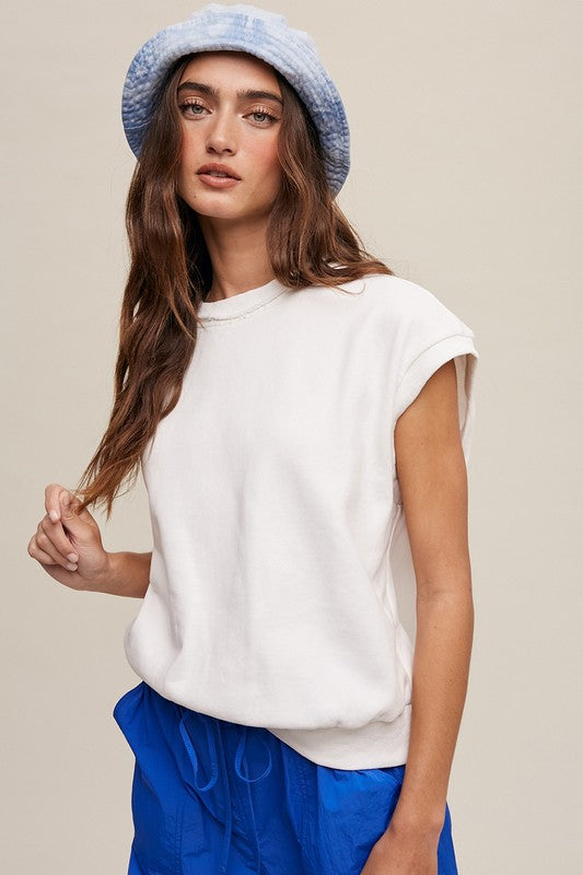 Short Sleeve Boxy Crew Neck Sweat Top-Charmful Clothing Boutique