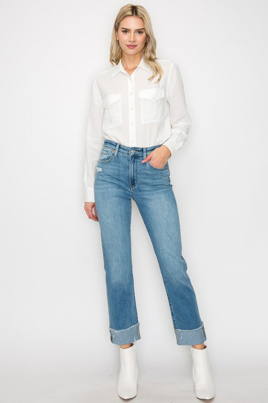 HIGH RISE STRAIGHT JEANS-Charmful Clothing Boutique