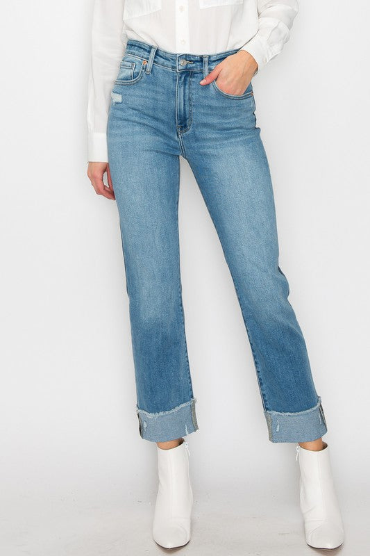 HIGH RISE STRAIGHT JEANS-Charmful Clothing Boutique