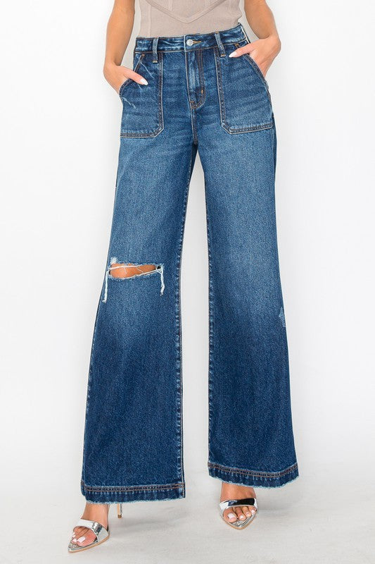 ULTRA HIGH RISE RELAXED FLARE JEANS-Charmful Clothing Boutique