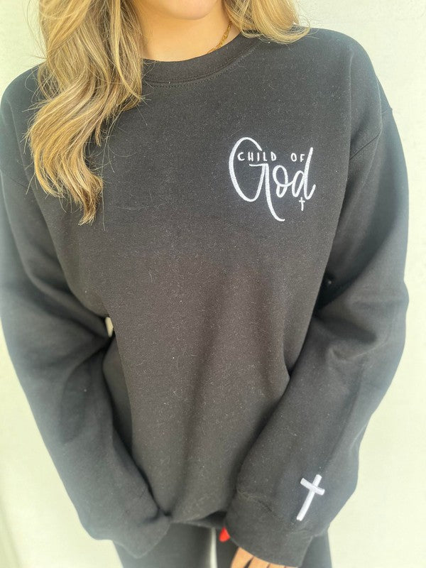 Child of God Embroidered Sweatshirt-Charmful Clothing Boutique