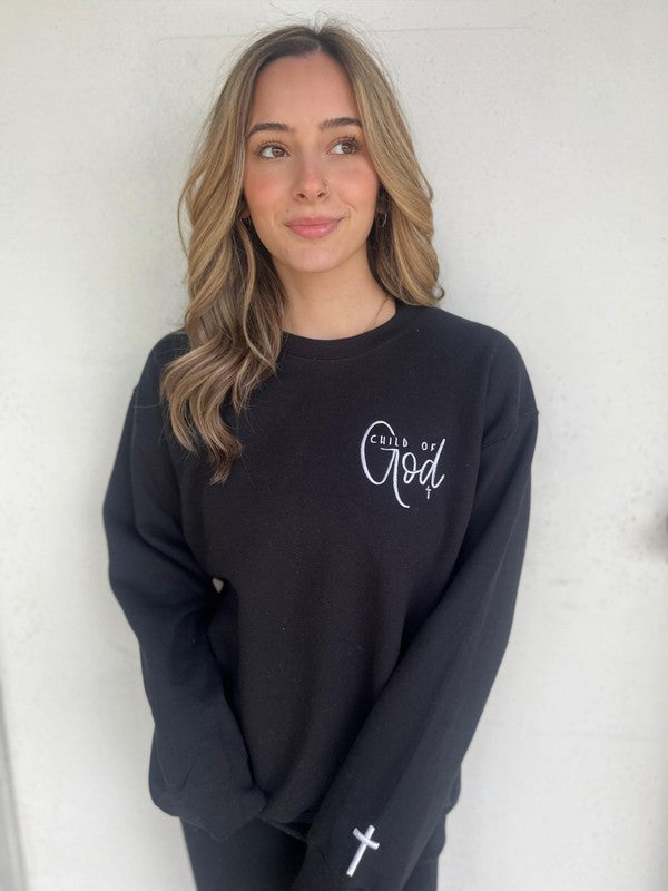 Child of God Embroidered Sweatshirt-Charmful Clothing Boutique