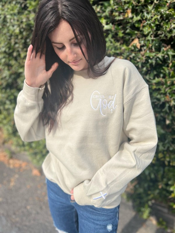 Child of God Embroidered Sweatshirt-Charmful Clothing Boutique