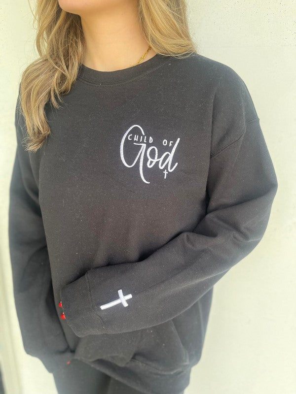 Child of God Embroidered Sweatshirt-Charmful Clothing Boutique