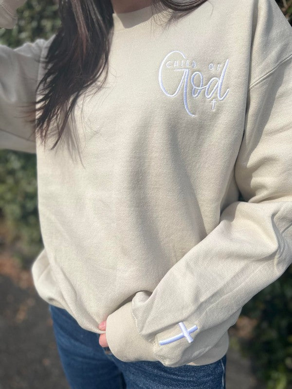 Child of God Embroidered Sweatshirt-Charmful Clothing Boutique