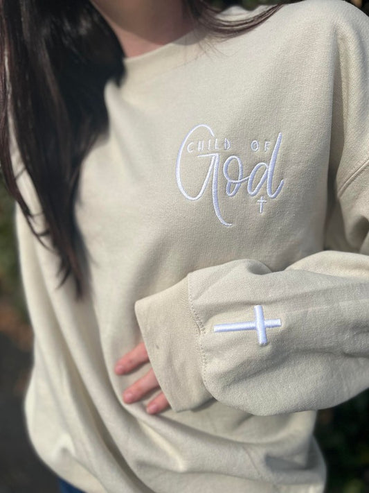 Child of God Embroidered Sweatshirt-Charmful Clothing Boutique