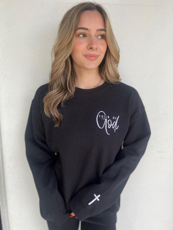 Child of God Embroidered Sweatshirt-Charmful Clothing Boutique