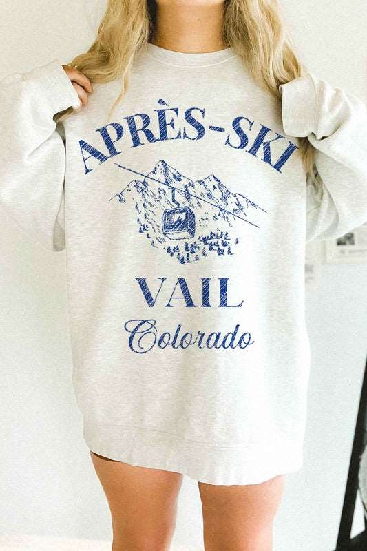 APRES SKI VAIL COLORADO OVERSIZED SWEATSHIRT-Charmful Clothing Boutique