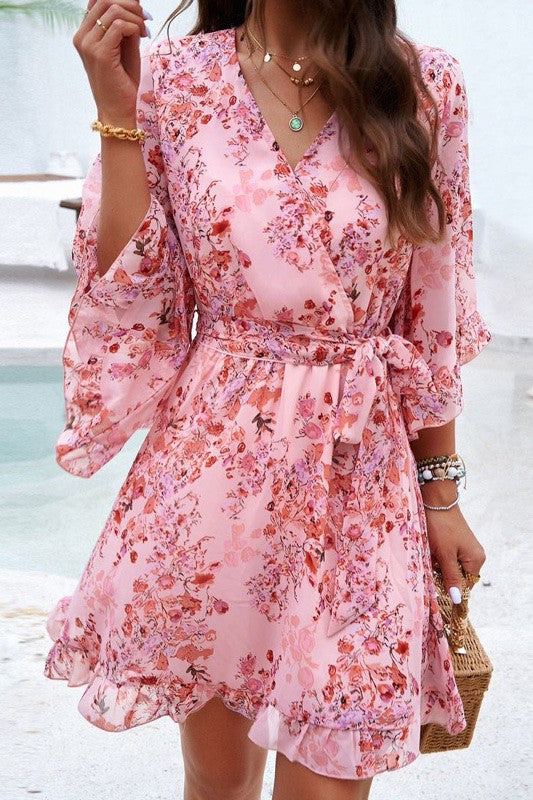 Floral wrap dress-Charmful Clothing Boutique