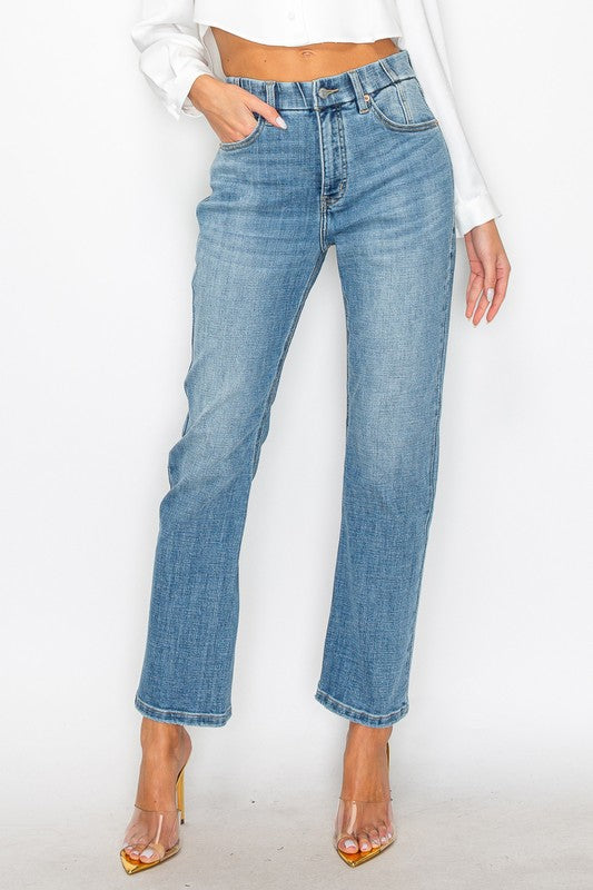 TUMMY CONTROL HIGH RISE STRAIGHT JEANS-Charmful Clothing Boutique