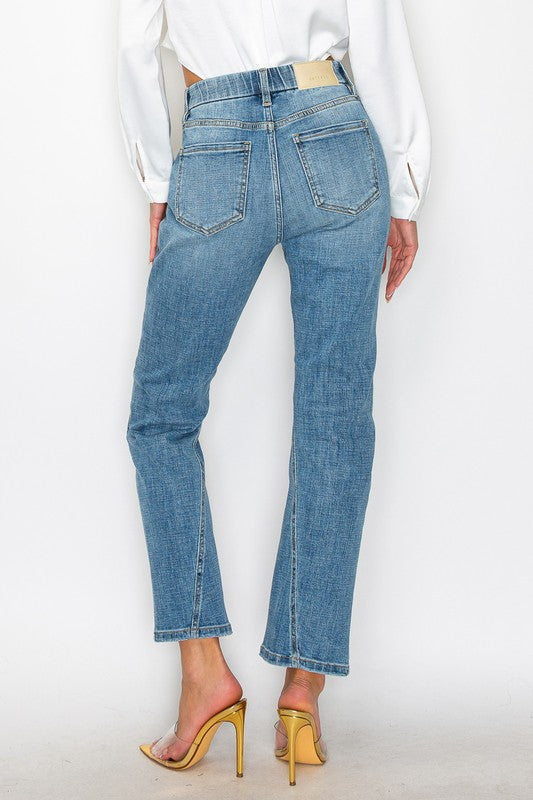 PLUS - TUMMY CONTROL HIGH RISE STRAIGHT JEANS-Charmful Clothing Boutique