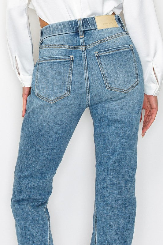 PLUS - TUMMY CONTROL HIGH RISE STRAIGHT JEANS-Charmful Clothing Boutique