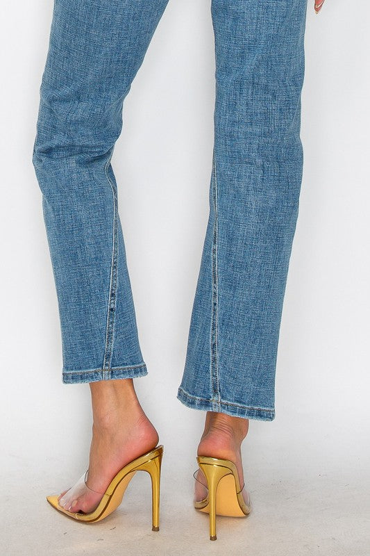 PLUS - TUMMY CONTROL HIGH RISE STRAIGHT JEANS-Charmful Clothing Boutique