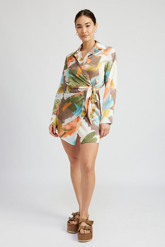 SURPLICE SHIRT DRESS WITH SIDE RUCHING-Charmful Clothing Boutique