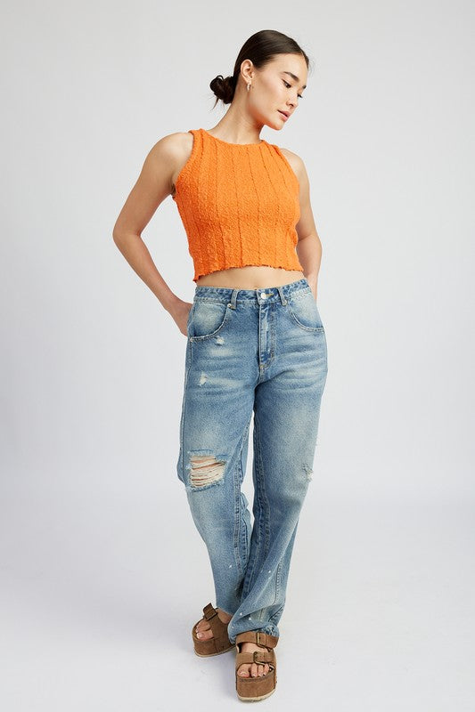 RIB CROPPED TANK TOP-Charmful Clothing Boutique