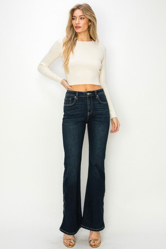 HIGH RISE FLARE JEANS-Charmful Clothing Boutique