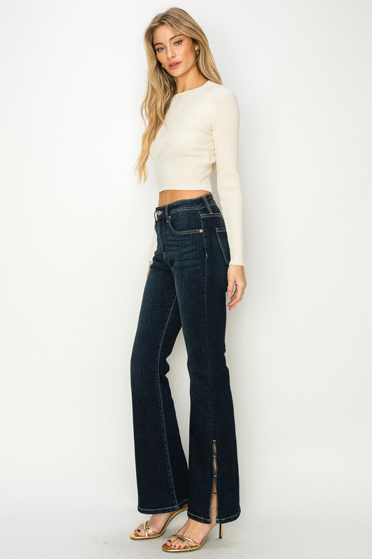 HIGH RISE FLARE JEANS-Charmful Clothing Boutique