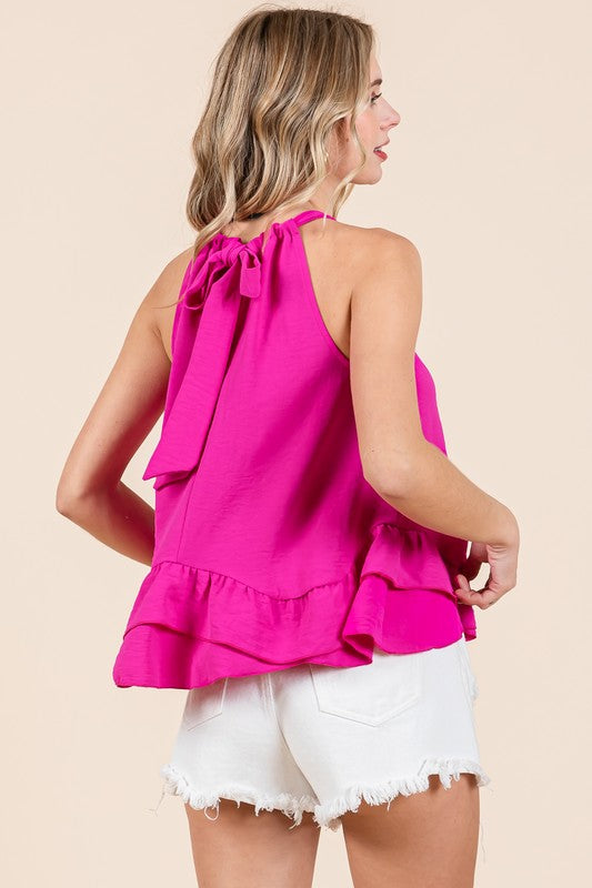 Plus Ruffle Trim Sleeveless Blouse-Charmful Clothing Boutique