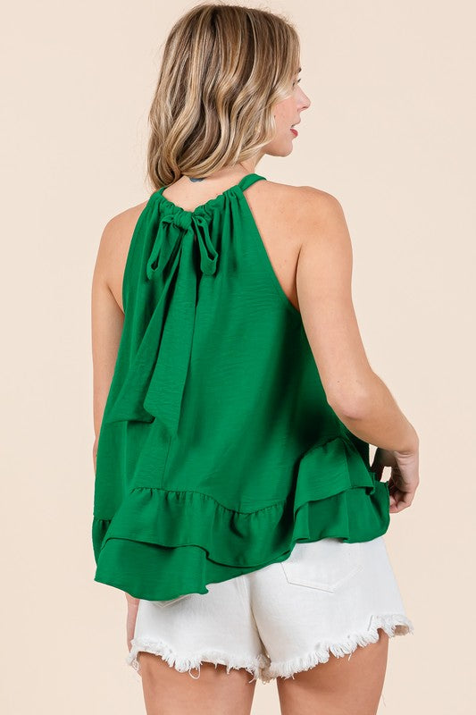 Plus Ruffle Trim Sleeveless Blouse-Charmful Clothing Boutique