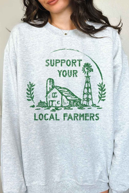 SUPPORT YOUR LOCAL FARMERS GRAPHIC SWEATSHIRT-Charmful Clothing Boutique