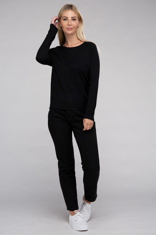 Viscose Round Neck Basic Sweater-Charmful Clothing Boutique