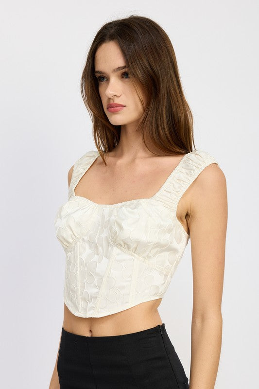 PUFF SLEEVE CORSET TOP-Charmful Clothing Boutique