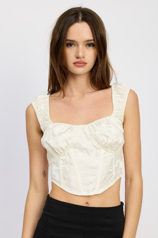 PUFF SLEEVE CORSET TOP-Charmful Clothing Boutique